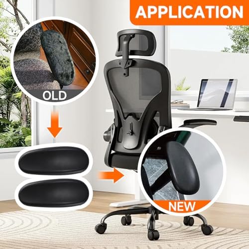 Office Chair Arm Replacement,Gaming Chair Replacement Armrest Arm Pads Universal 4" Mounting Hole Parts(Set of 2) Black