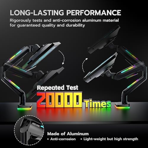 ARES WING Ultrawide Monitor arm with RGB for 17-49 Inch Screen, Black