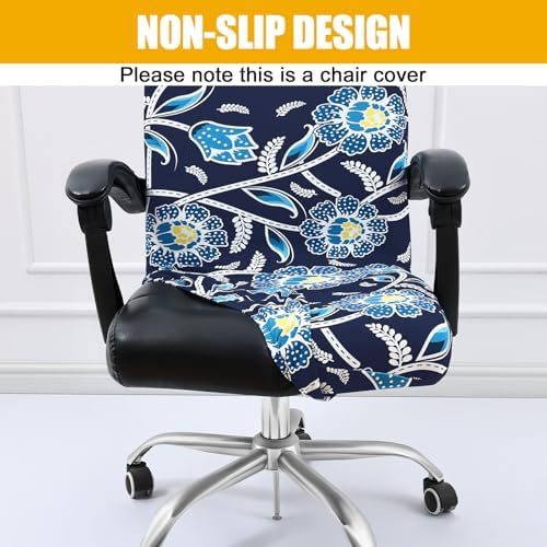 Smiry Stretch Printed Office Computer Desk Chair Covers, Midnight Blue