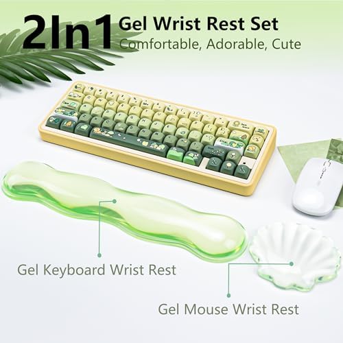 Gel Wrist Rest for Keyboard and Mouse - Green Soft Ergonomic Silicone Wrist Rest, Clear Cute Desk Accessories for Gaming, Computer, Laptop