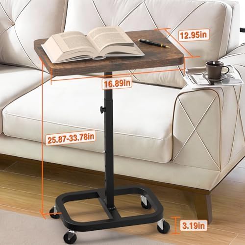 Adjustable Height Mobile TV Tray Table，Portable Laptop Desk for Eating