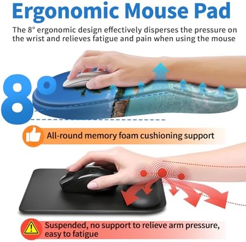 YIWEI Ergonomic Mouse Pad with Wrist Rest for Carpal Tunnel Pain Relief