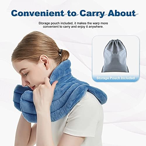 MORLIDEN Neck Heating Pad Microwavable for Shoulders, Warmer Wrap Microwave Heating Pad for Neck and Shoulders for Pain Relief (Light Blue)