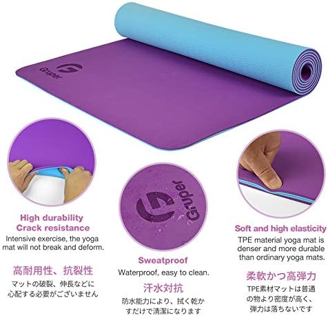Gruper Yoga Mat Non Slip, Eco Friendly Exercise Mat with Carrying Strap