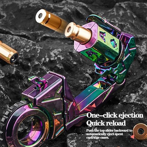 Metal Fidget Toys Gun for Adults: EDC Stress Relief Fidget Spinner Toy, 5 in 1 Mini Cool Fidgets Guns with Slider & Finger Ring for Men (JJ011 - Colorful)