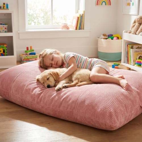 HUGHEAVEN Comfy 3-in-1 Kids Bean Bag Chair, Removable Cover Floor Chair