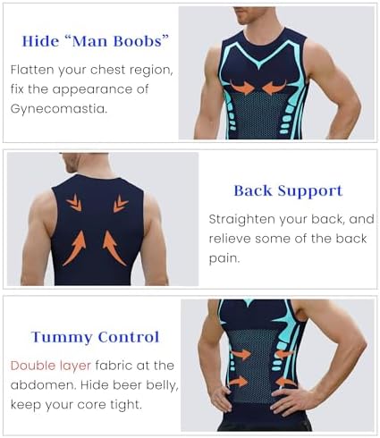 Compression Shirt Men Slimming Body Shaper Vest Crewneck Workout Tank Top