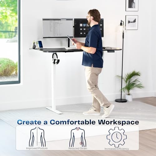 VIVO Black Carbon Fiber 63 x 32 in Standing Desk, DESK-KIT-1W1R