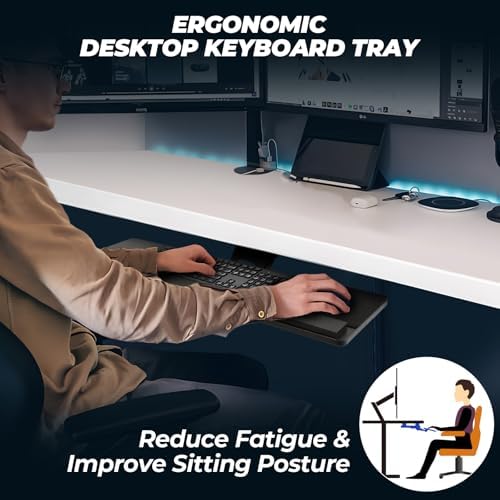 Keyboard Tray Under Desk,360° Adjustable Slide Out Keyboard Tray Under Desk