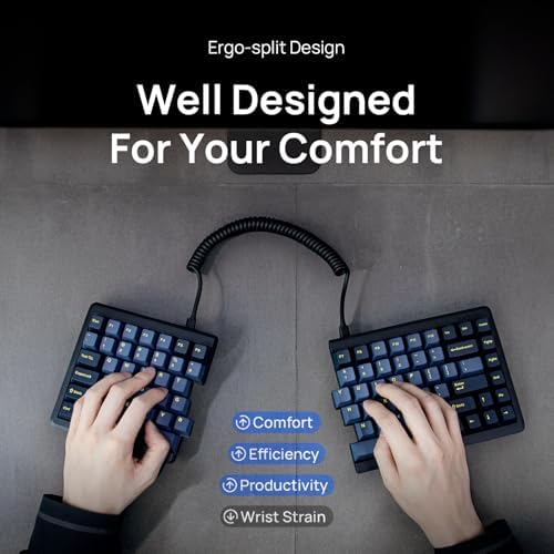 BAROCCOMiSTEL MD770 RGB BT5.0 Glaze Blue TKL Ergonomic Mechanical Keyboard, 75% Split Layout, Cherry MX, PBT DoubleShot Keycap, Mac/Windows OS Compatible (Cherry Red)