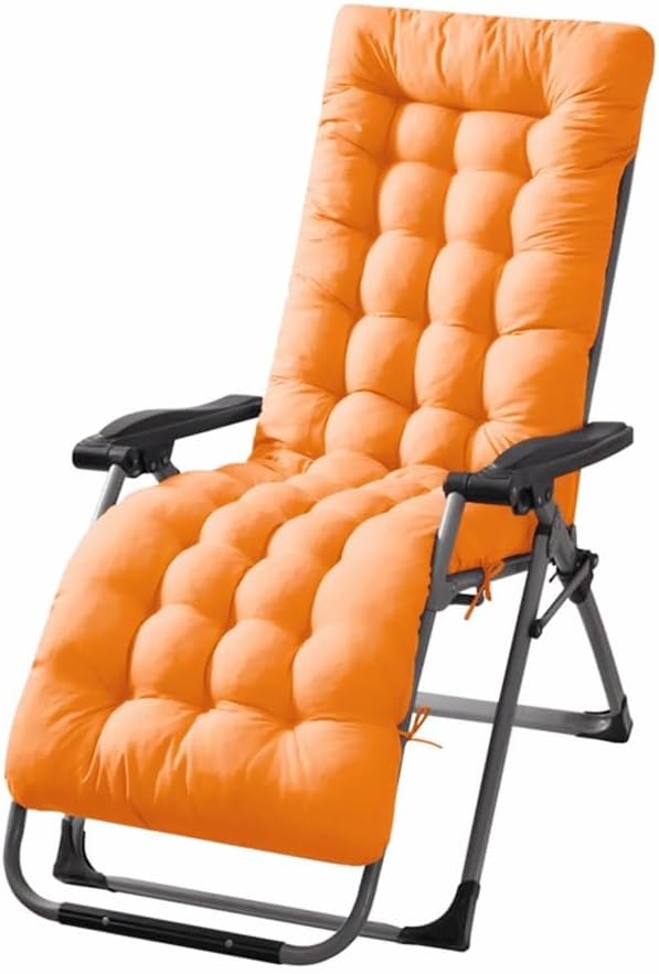 Patio Chaise Lounger Cushion， IndoorOutdoor Rocking Chair Sofa Cushion with 6 Ties， Thick Padded Swing Bench Cushion，61x18.9x3.1in (Orange)