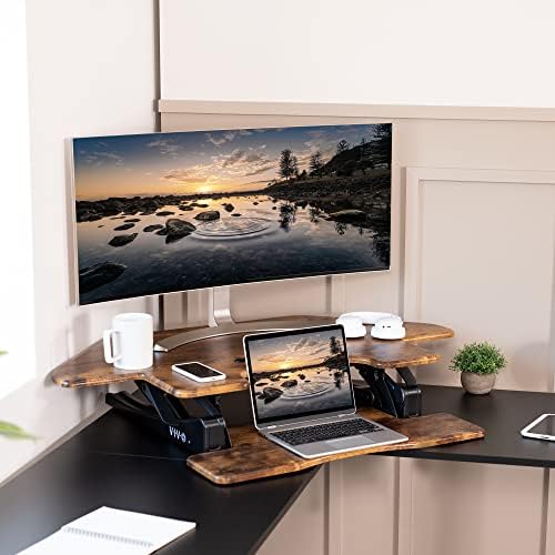 VIVO Rustic Vintage Brown 43 in Corner Desk Converter, DESK-V000VCN