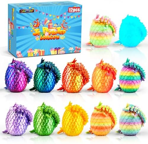 12PCS 3D Printed Dragons with Eggs, Articulated Fidget Toys