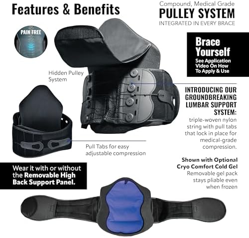 CompressRx High Back Brace, 2-in-1 Lumbar Support, Small-4XL