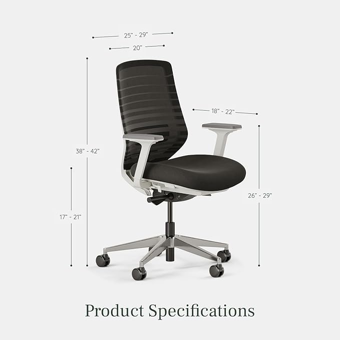 Branch Ergonomic Chair - A Versatile Desk Chair with Adjustable Lumbar Support, Breathable Mesh Backrest, and Smooth Wheels - Experience Optimal Comfort and Support - Black