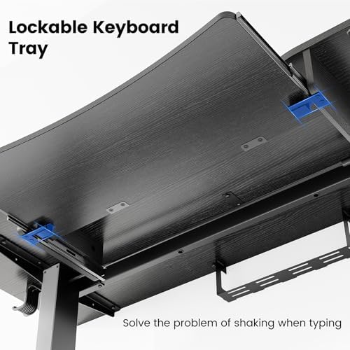 HUANUO 55" x 26" Electric Standing Desk, 2 Drawers & Keyboard Tray, Black