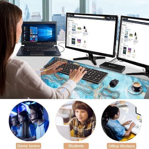 Keyboard Wrist Rest and Mouse Pad with Wrist Support Set Ergonomic Coaster,Memory Foam,Easy Typing Pain Relief,Large XL Desk Mat 31.5"x 11.8",Abstract Marble Texture