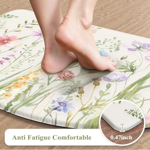 KIMODE Anti Fatigue Kitchen Mats for Floor,Half Moon Kitchen Rugs Sets of 2