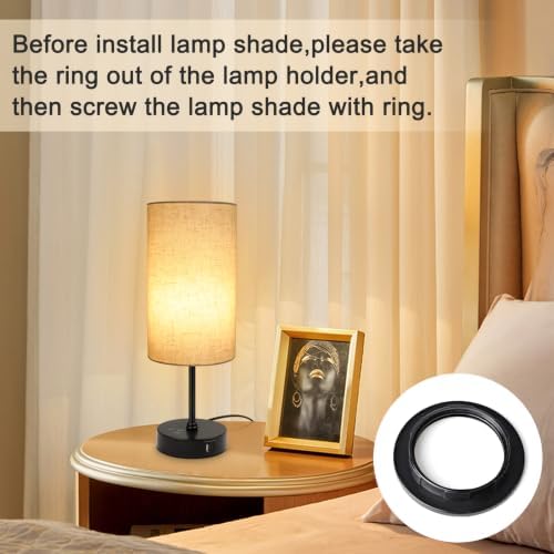 Unicozin 17Inch Table Lamp for Bedroom, Touch Control Bedside Lamp for Reading, 3 CCT & 7 RGB Color Changing, Dimmable Nightstand Lamp for Kids Room Living Room Office, Beige Shade