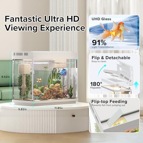 Vehipa 2.4 Gallon Betta Fish Tank, Heater and Humidifier