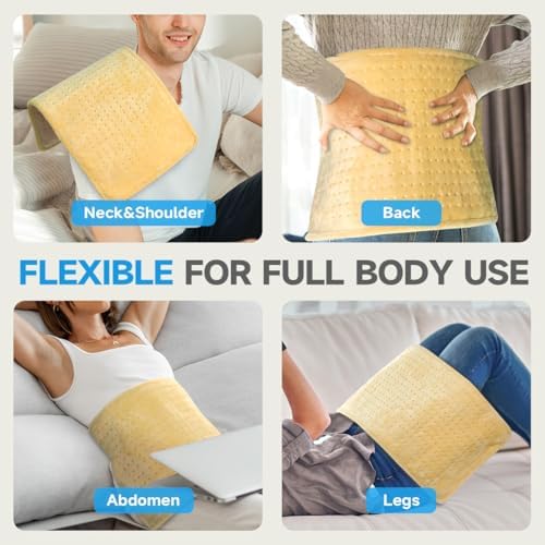 GOTCOZY Heating Pad 12"x24" for Back Pain Relief & Cramps(Yellow)