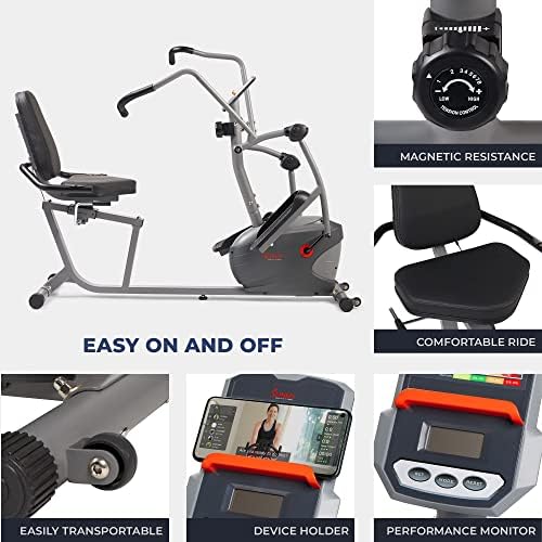 Sunny Health & Fitness Smart Recumbent Cross Trainer with Arm Exerciser