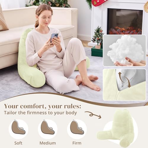 Sasttie Reading Pillow for Bed, Back Pillow for Sitting Up, Cream
