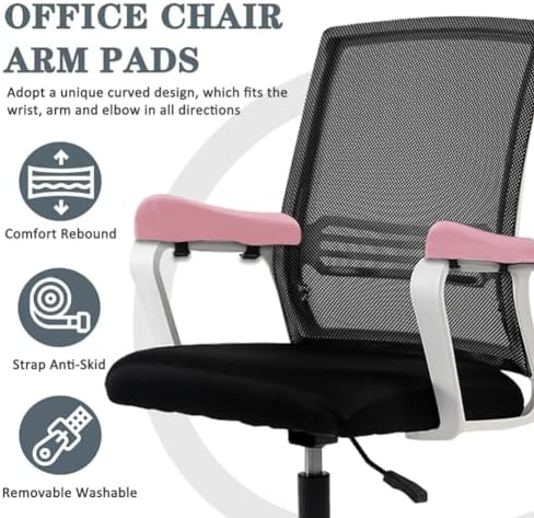 2 Pack Office Chair Armrest Pads Covers,Arm Rest Pad with Memory Foam Elbow Pillow for Forearm Pressure Relief, Arm Rest Covers for Office Chairs, Wheelchair, Comfy Gaming Chair (Pink)