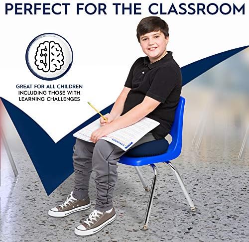 Bouncyband – Wiggle Seat – Blue, 13” D – Large Sensory Cushion for Kids Ages 6-18+ – Promotes Active Learning, Improves Student Productivity, Includes Easy-Inflation Pump