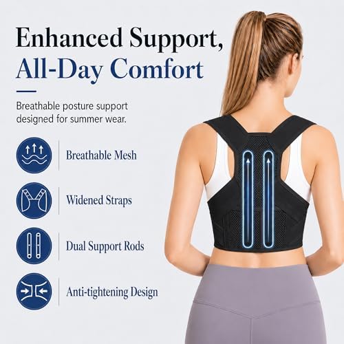 Lightweight Posture Corrector with Upper Back Brace for Women & Men