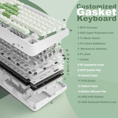 YUNZII B87 TKL Wireless Mechanical Keyboard (Matcha Heart, MilkV2)
