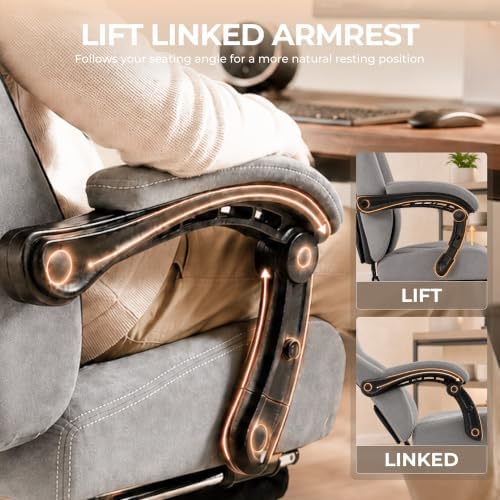 Fabric Gaming Chair with Heated Massage Lumbar Support, Pocket Spring Seat, Reclining Computer Chair with Footrest, Breathable High Back Gamer Chair, 350 lbs