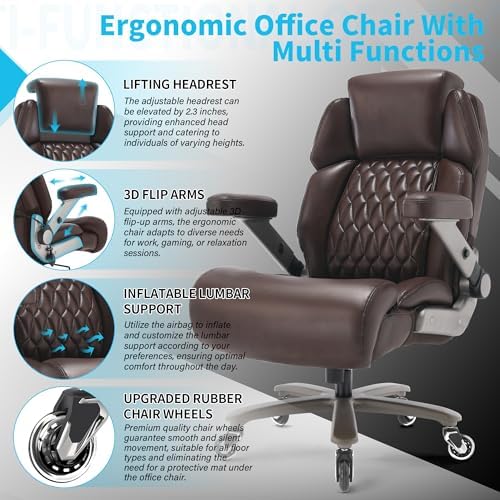 Big and Tall Office Chair 700lbs, Ergonomic High Back Computer Desk Chair