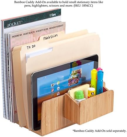 MobileVision Bamboo Desktop File Folder Organizer and Paper Tray, 5 Slots