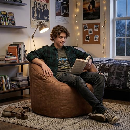 Big Joe Milano Lightweight Kids Bean Bag Chair, Chestnut Eaglet