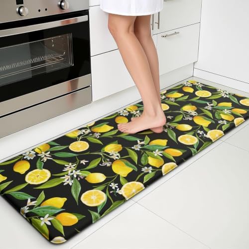 Lemon Kitchen Decor Kitchen Mat, Cushioned Anti Fatigue, Non-Slip