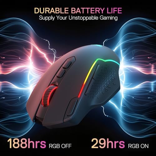 Redragon M810 MAX Wireless RGB Gaming Mouse 12000 DPI Remapping Keys