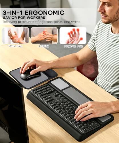 JIKIOU Keyboard Stand and Mouse Pad Set with Wrist Rest