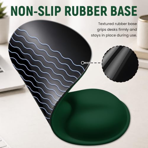 Ergonomic Mouse Pad with Wrist Rest, Gel Wrist Support, Dark Green