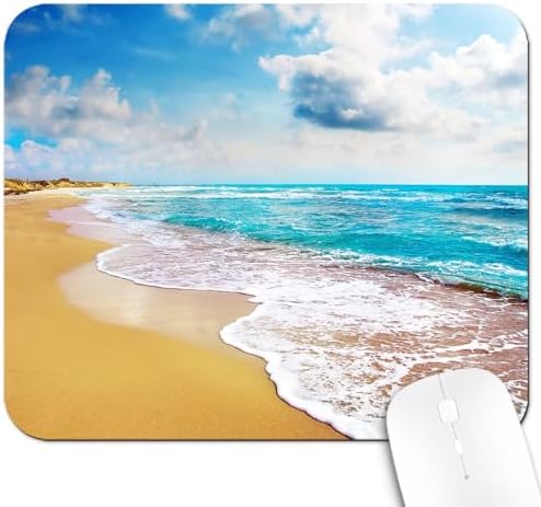 9.5x7.9 Inch Office/Gaming Mouse Pad, Tropical Scenic Beach Turquoise Sea Ocean Waves Coastal Paradise, Cute Anti-Slip Mat for Desk Decor