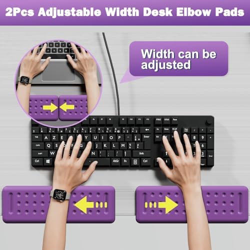 Leolee L-Shaped Desk Elbow Pads for Desk, Purple Memory Foam Arm Rest