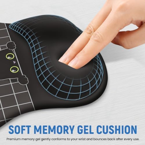 Ergonomic Mouse Pad with Wrist Rest, Gel Wrist Support, Black Cat