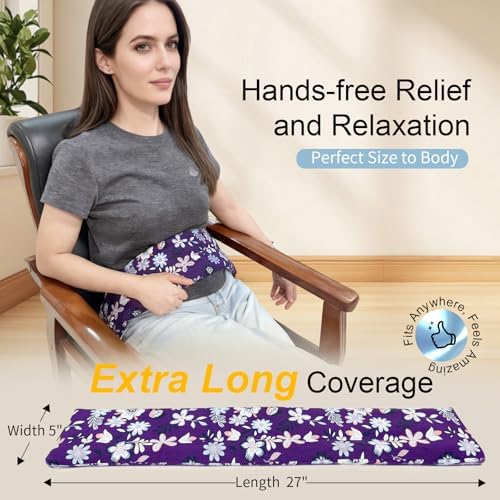 Heating pad for Neck Shoulders and Back Microwavable Machine Washable 27x5 Microwave Rice Bag for Heat Therapy Reusable Hot Pack for Muscle Cramps Moist Warm Bean Bag for Pain Relief Levender Scented