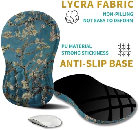Hokafenle Ergonomic Mouse Pad Wrist Support, Wrist Rest Mousepad for Carpal Tunnel Pain Relief with Integrated Memory Foam Slope Massage Bulge (11.8x7.9 inch,Apricot Flower
