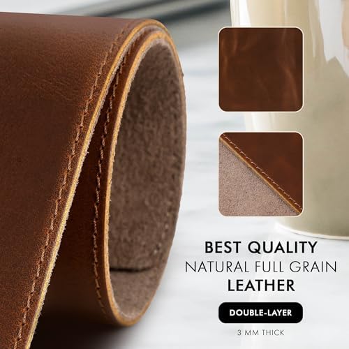 ELIZO Leather Desk Pad Set Real Leather Desk Mat Thick (3mm) Double Layer (32x16) Cover Blotter Desk Protector Large Computer Mat for Keyboard Mouse Pad Table Laptop Mat Office Accessories Antique