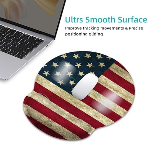 American Flag Ergonomic Mouse Pad with Wrist Rest for Desk Work Office