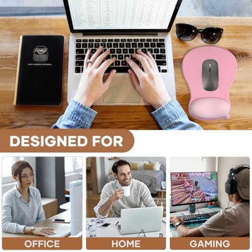 Ergonomic Gel Wrist Rest Mouse Pad, Comfort Mouse Pad with Wrist Support, Non-Slip Rubber Base, Design Desk Accessories Mat for Home Office Computer Laptop