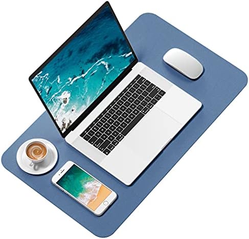 Hsurbtra Desk Pad, 23.6" x 13.8" PU Leather Desk Mat, M Extended Mouse Pad, Waterproof Desktop Blotter Protector, Non-Slip Ultra Thin Small Laptop Keyboard Writing Mat for Office Home, Dark Blue