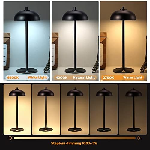 2 Pack Cordless Table Lamp Rechargeable, 5000mAh Battery Table Light