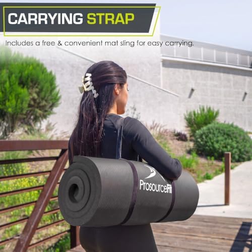 ProsourceFit Extra Thick Yoga and Pilates Mat, 71-inch Long High Density Exercise Mat with Comfort Foam and Carrying Strap